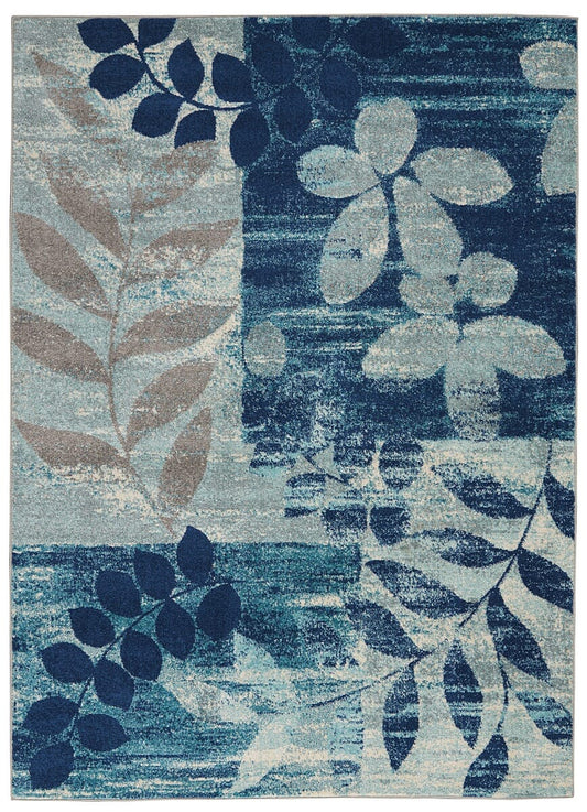 Nourison Tranquil Tra01 Navy / Light Blue Floral / Country Area Rug