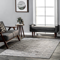 Nuloom Jacqui Leather Blend Chevron Nja3605A Gray Area Rug