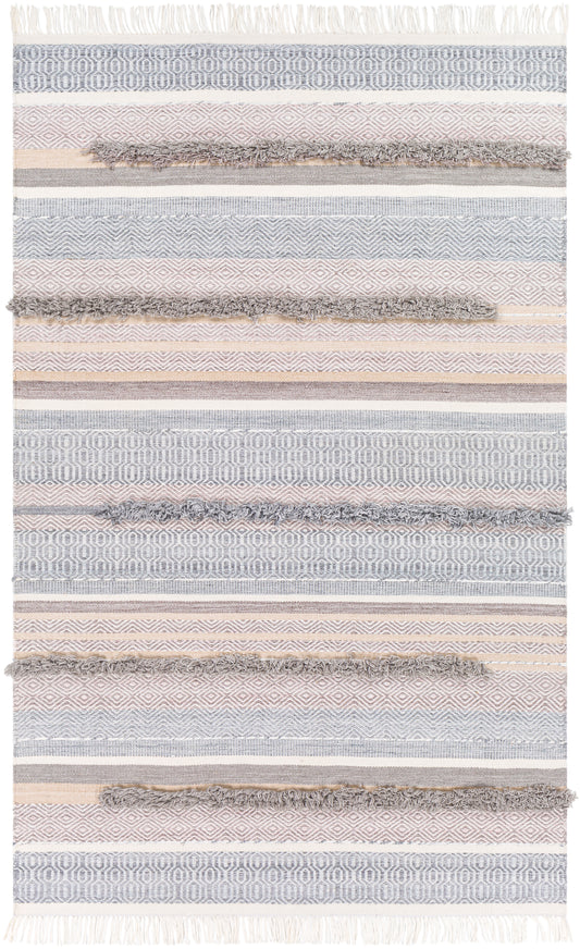 Surya Azalea Aza-2330 Charcoal, Medium Gray, Pale Blue, Beige Area Rug