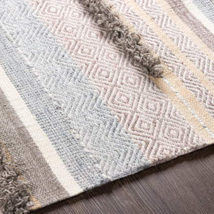 Surya Azalea Aza-2330 Charcoal, Medium Gray, Pale Blue, Beige Area Rug