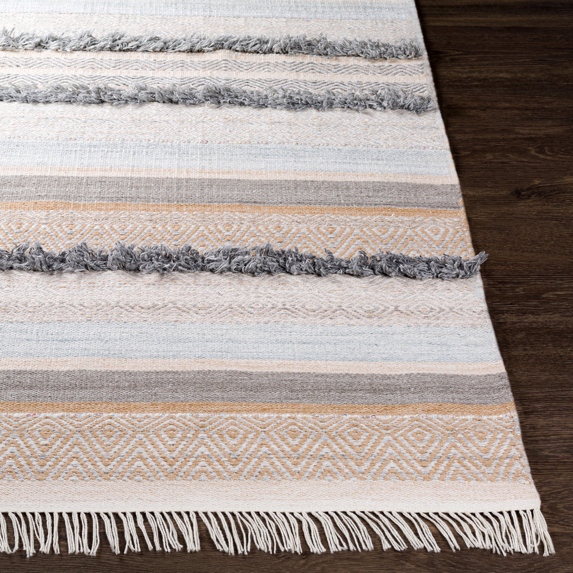 Surya Azalea Aza-2331 Camel, Medium Gray, Light Gray, Pale Blue Area Rug