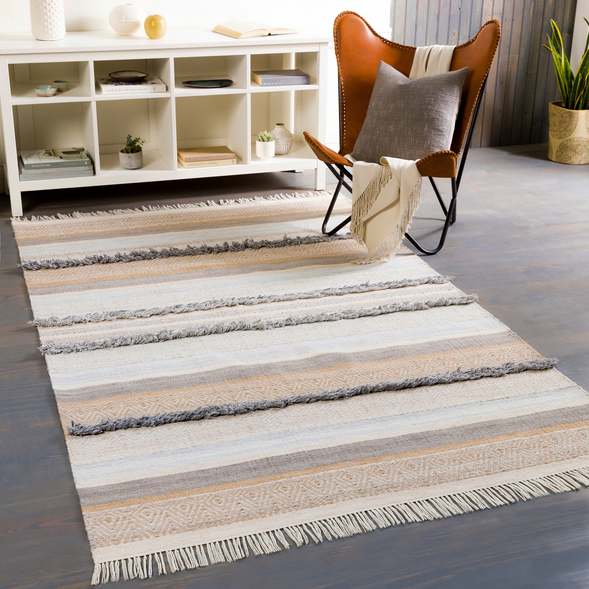 Surya Azalea Aza-2331 Camel, Medium Gray, Light Gray, Pale Blue Area Rug