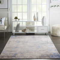 Nourison Silky Textures Sly04 Blue / Ivory / Grey Organic / Abstract Area Rug