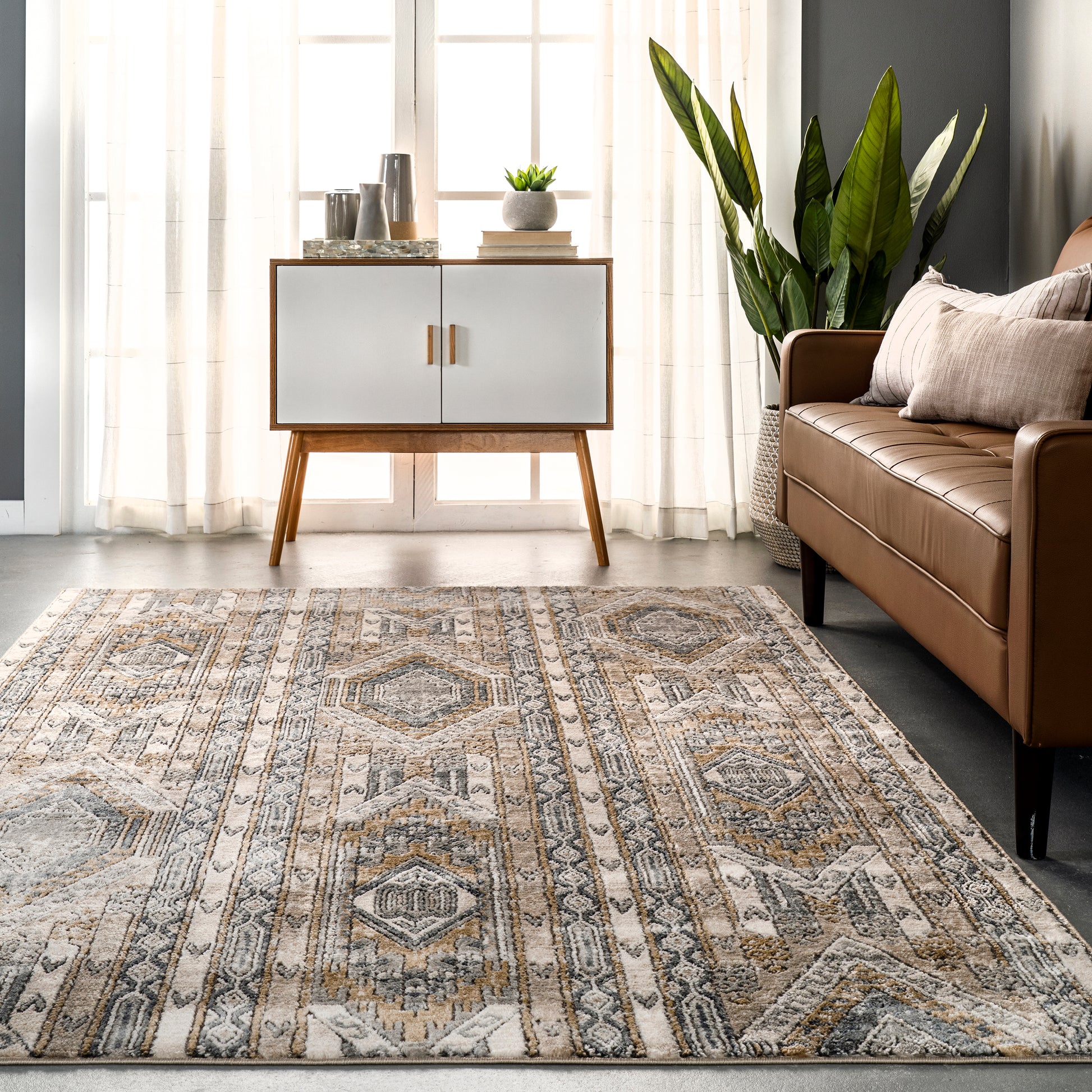 Nuloom Jessenia Stripes Tribal Nje3264A Beige Area Rug