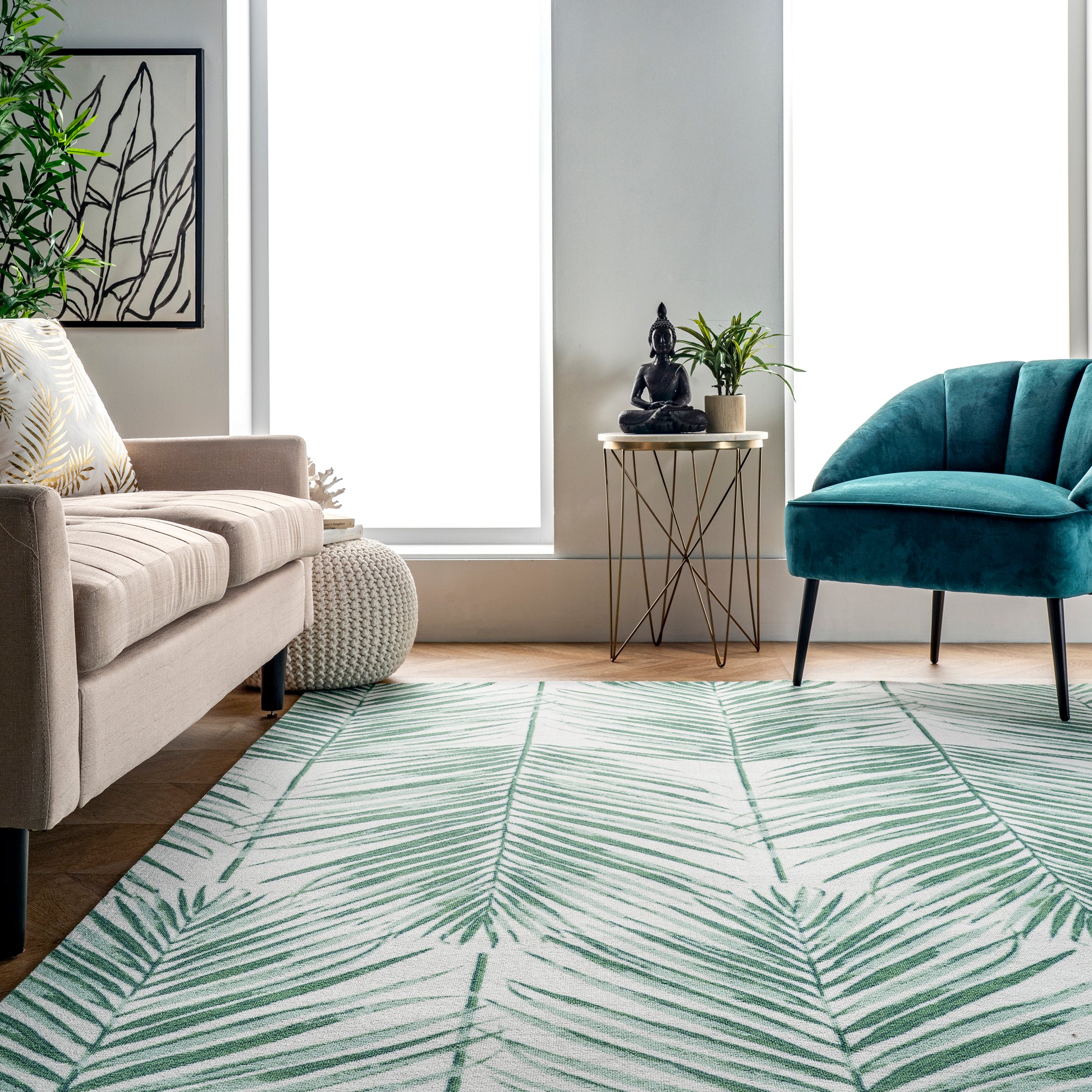 Nuloom Tropical Palm Ntr2024A Green Area Rug