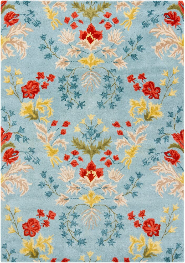 Chandra Bajrang Baj-8007 Sky Blue Floral / Country Area Rug