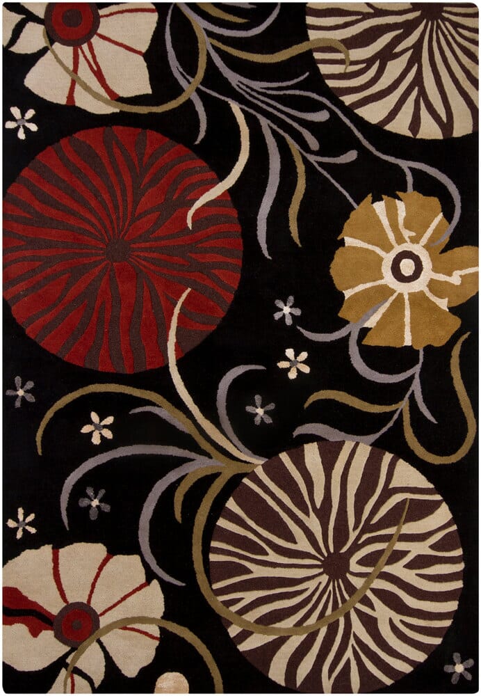 Chandra Bajrang Baj-8011 Black Floral / Country Area Rug