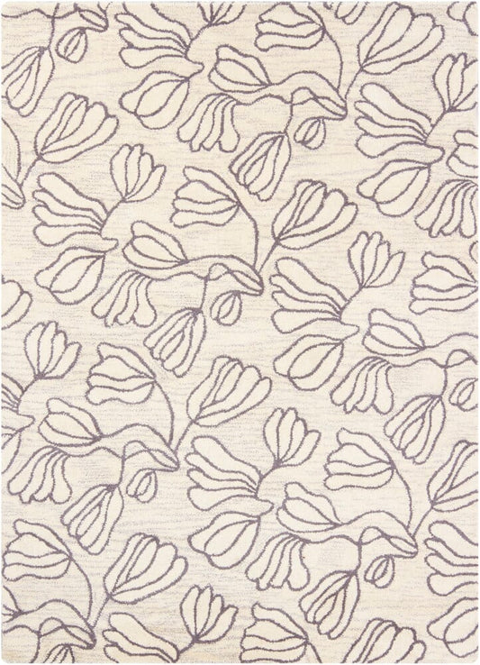 Chandra Bajrang Baj-8017 White Floral / Country Area Rug