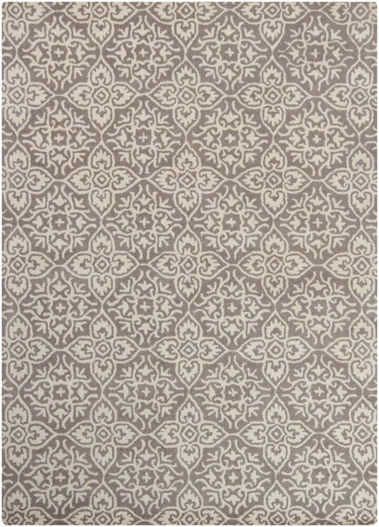 Chandra Bajrang Baj-8035 Taupe Damask Area Rug