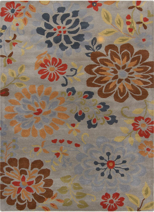 Chandra Bajrang Baj8043 Grey / Multi Floral / Country Area Rug