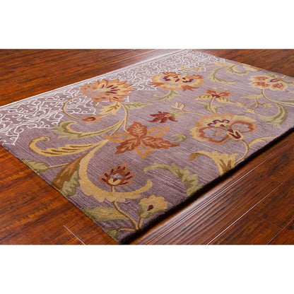 Chandra Bajrang Baj8046 Purple / Orange / White / Green Floral / Country Area Rug