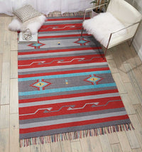 Nourison Baja Baj01 Gry / Red Southwestern Area Rug