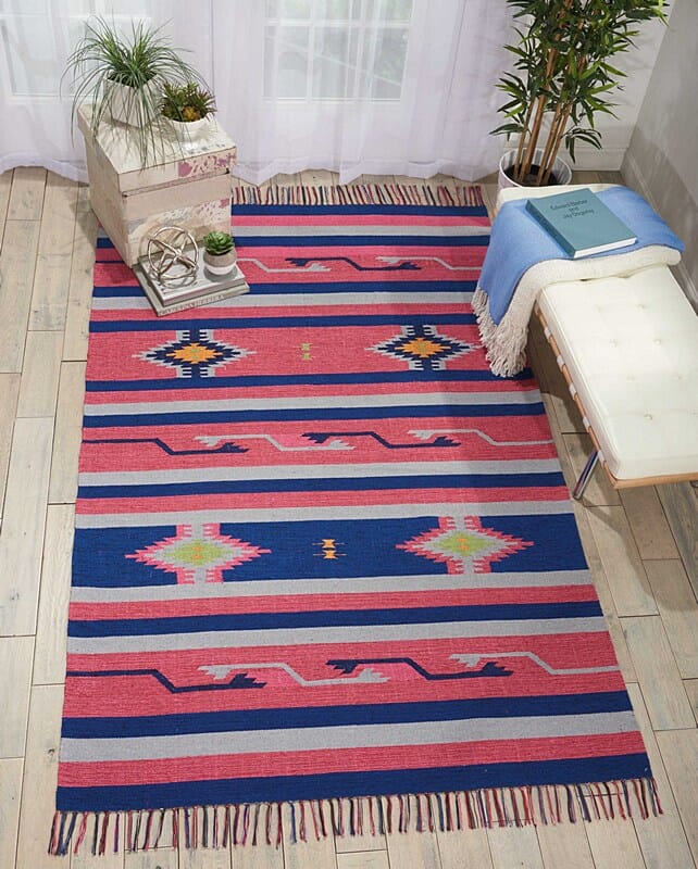 Nourison Baja Baj01 Pink / Blue Southwestern Area Rug