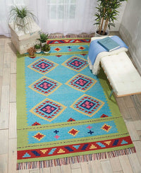 Nourison Baja Baj02 Blue Green Southwestern Area Rug