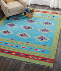 Nourison Baja Baj02 Blue Green Southwestern Area Rug