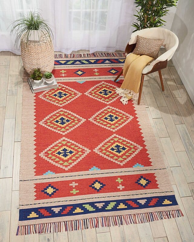 Nourison Baja Baj02 Red / Bge Southwestern Area Rug