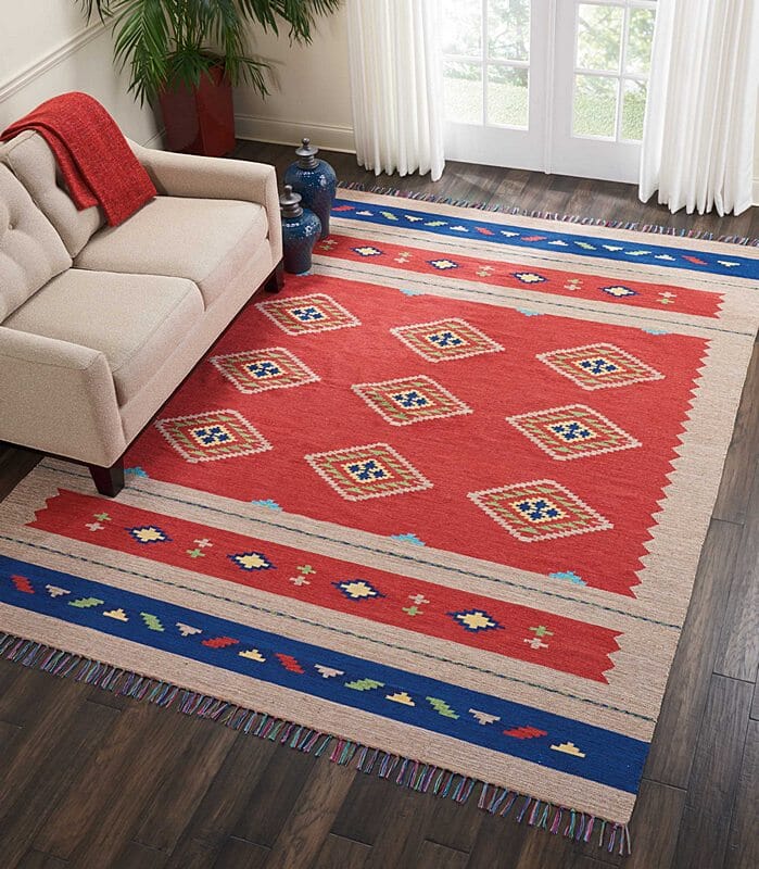 Nourison Baja Baj02 Red / Bge Southwestern Area Rug