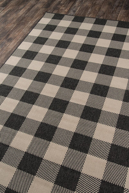 Momeni Baja Buffalo Check Baj25 Charcoal Geometric Area Rug