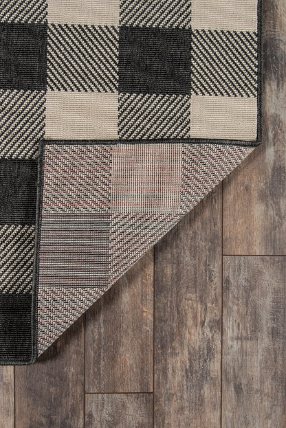 Momeni Baja Buffalo Check Baj25 Charcoal Geometric Area Rug