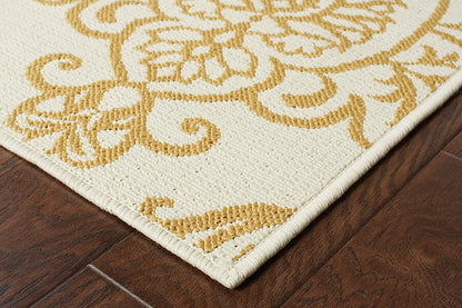 Oriental Weavers Sphinx Bali 8424J Ivory / Gold Damask Area Rug