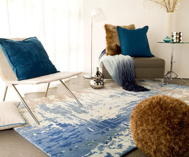 Surya Banshee Ban-3342 Cobalt / Sky Blue / Ivory / Taupe Rugs.