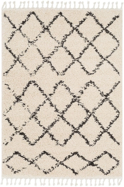 Surya Berber Shag Bbe-2300 Charcoal, Beige Moroccan Area Rug