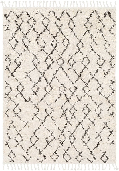 Surya Berber Shag Bbe-2301 Charcoal, Beige Moroccan Area Rug