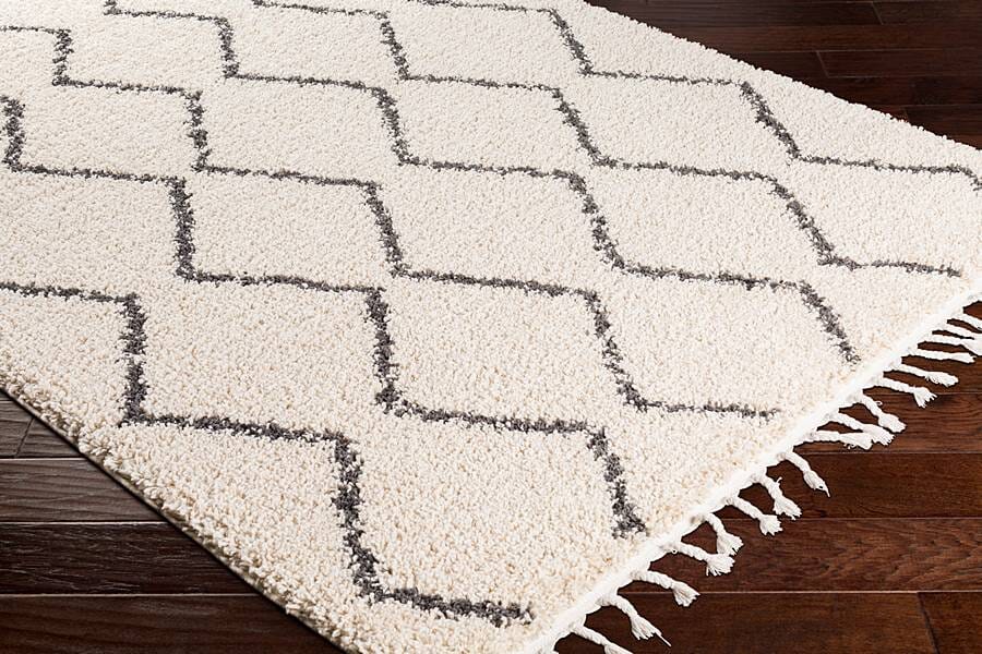 Surya Berber Shag Bbe-2303 Charcoal, Beige Rugs.