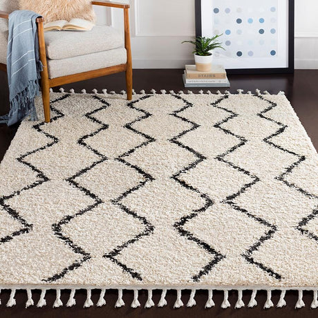 Surya Berber Shag Bbe-2303 Charcoal, Beige Rugs.