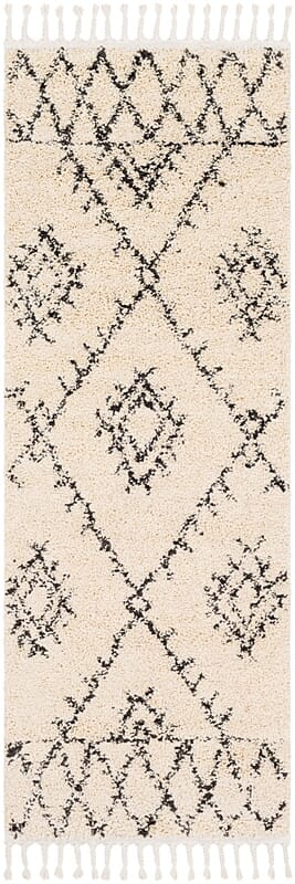 Surya Berber Shag Bbe-2305 Charcoal, Beige Moroccan Area Rug