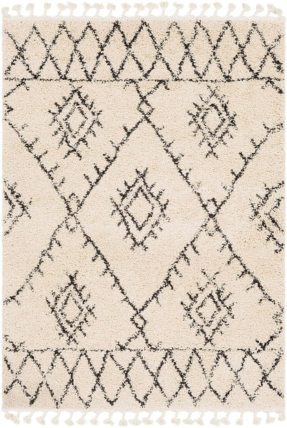 Surya Berber Shag Bbe-2305 Charcoal, Beige Moroccan Area Rug