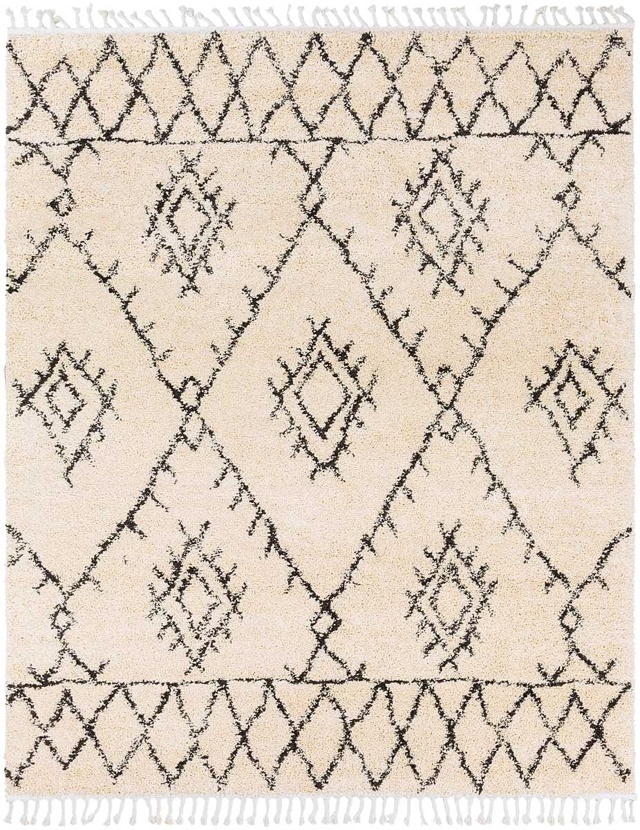 Surya Berber Shag Bbe-2305 Charcoal, Beige Moroccan Area Rug