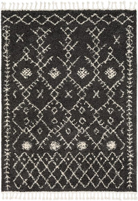 Surya Berber Shag Bbe-2308 Charcoal, Beige Moroccan Area Rug