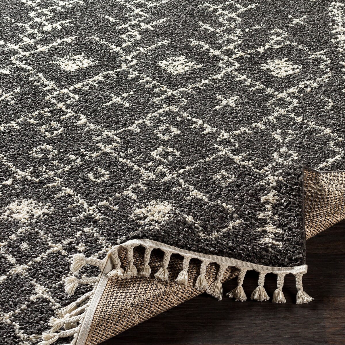 Surya Berber Shag Bbe-2308 Charcoal, Beige Moroccan Area Rug