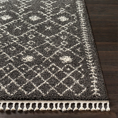 Surya Berber Shag Bbe-2308 Charcoal, Beige Moroccan Area Rug