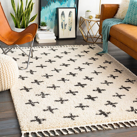Surya Berber Shag Bbe-2310 Charcoal, Beige Rugs.