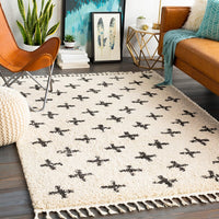 Surya Berber Shag Bbe-2310 Charcoal, Beige Moroccan Area Rug