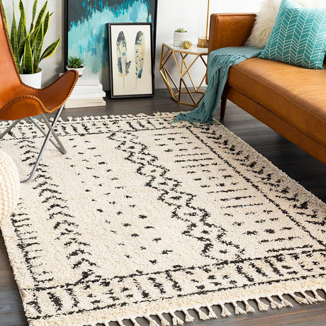 Surya Berber Shag Bbe-2311 Charcoal, Beige Rugs.