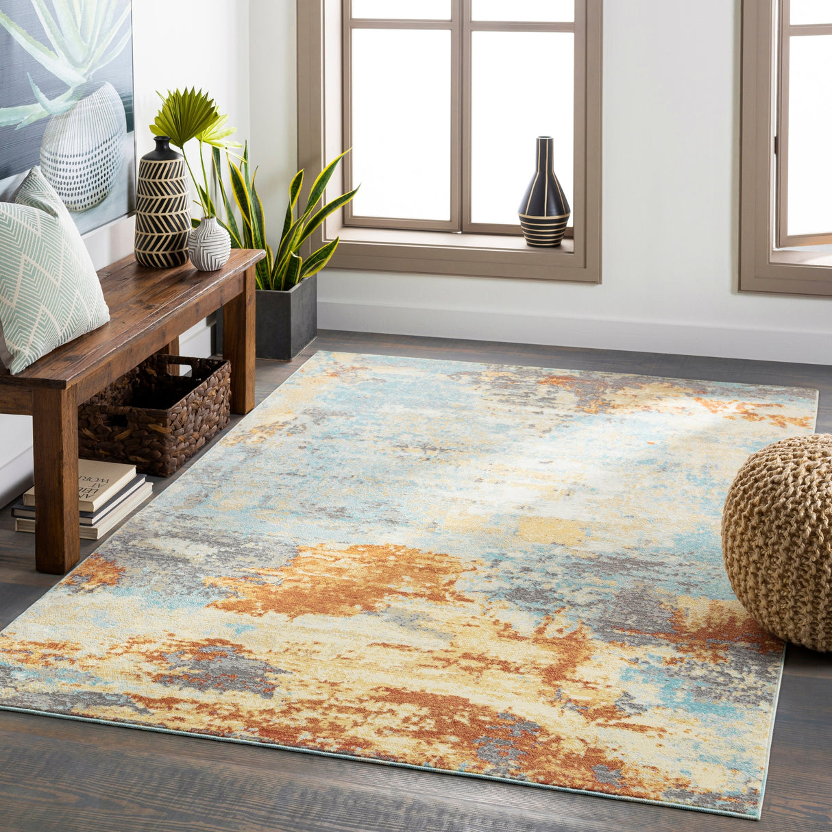 Surya Bodrum Bdm-2301 Ivory, Burnt Orange, Saffron, Silver Gray Rugs.