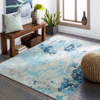 Surya Bodrum Bdm-2304 Ivory, Silver Gray, Navy, Aqua Area Rug