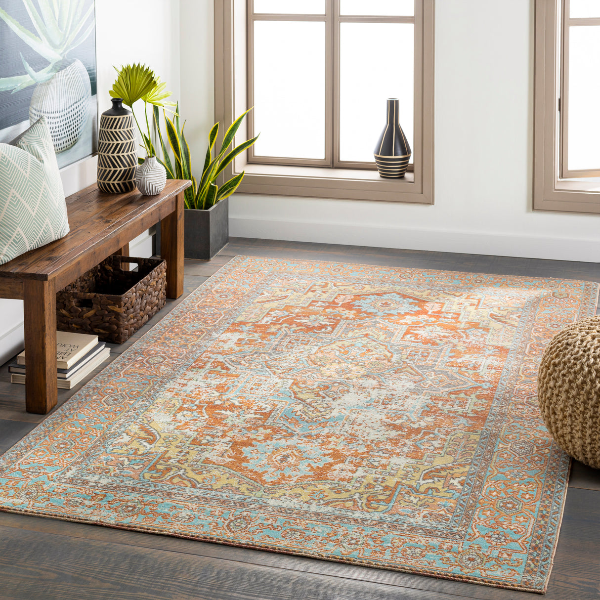 Surya Bodrum Bdm-2312 Ivory, Burnt Orange, Saffron, Silver Gray Rugs.
