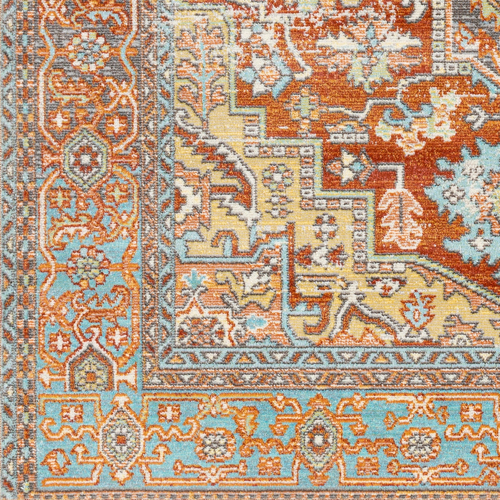 Surya Bodrum Bdm-2312 Ivory, Burnt Orange, Saffron, Silver Gray Area Rug