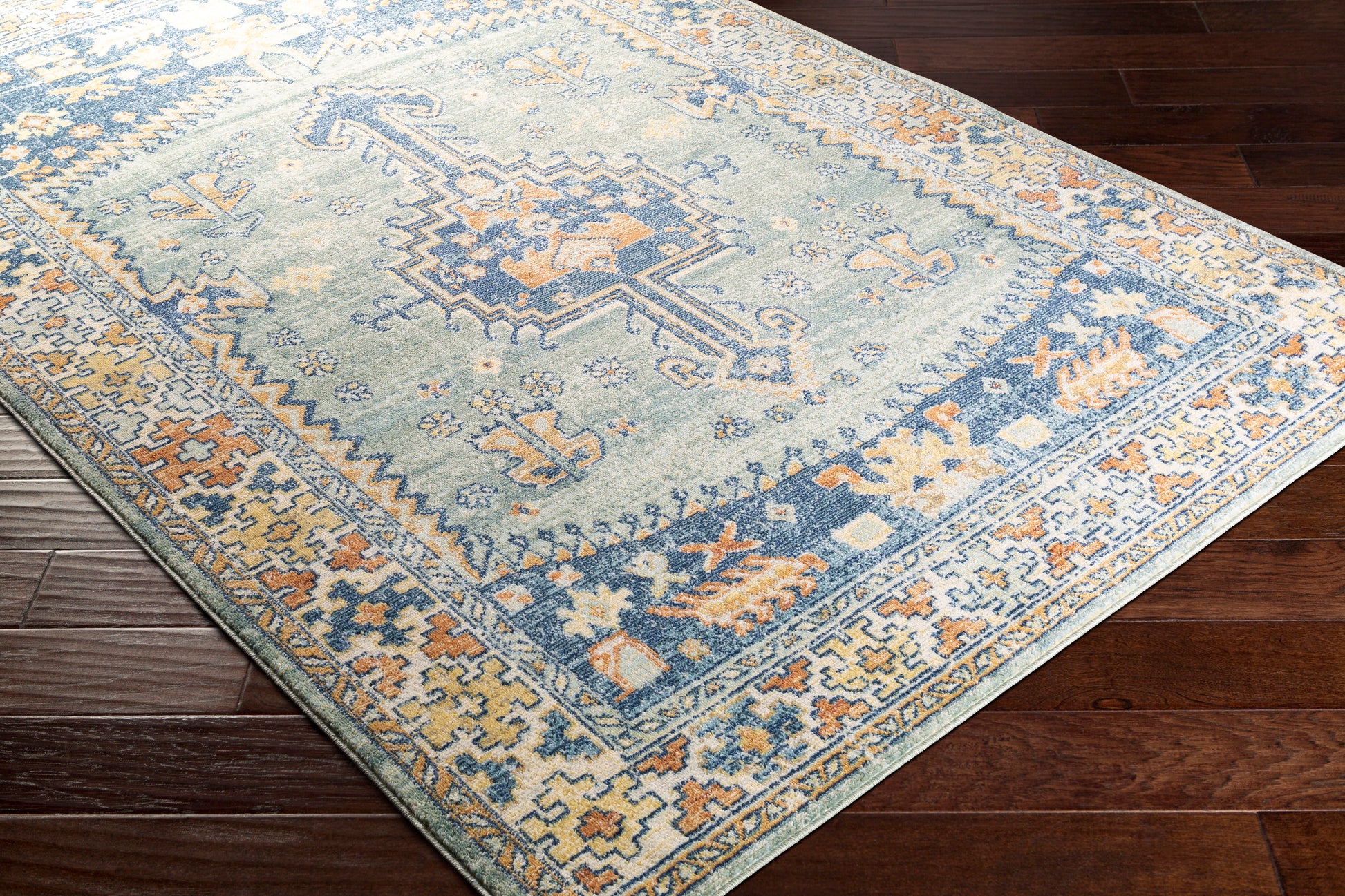 Surya Bodrum Bdm-2333 Navy, Sky Blue, Burnt Orange, Wheat Area Rug