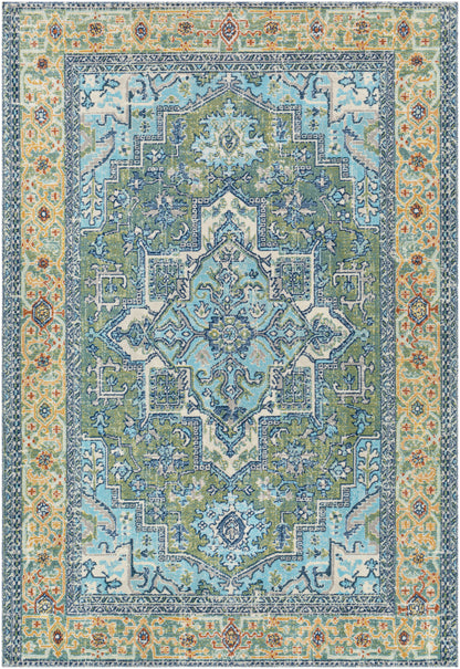 Surya Bodrum Bdm-2335 Dark Green, Wheat, Sky Blue, Navy Area Rug