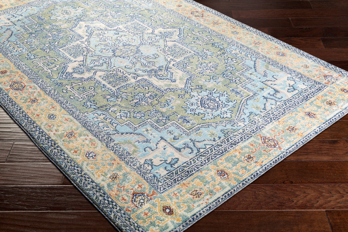 Surya Bodrum Bdm-2335 Dark Green, Wheat, Sky Blue, Navy Rugs.