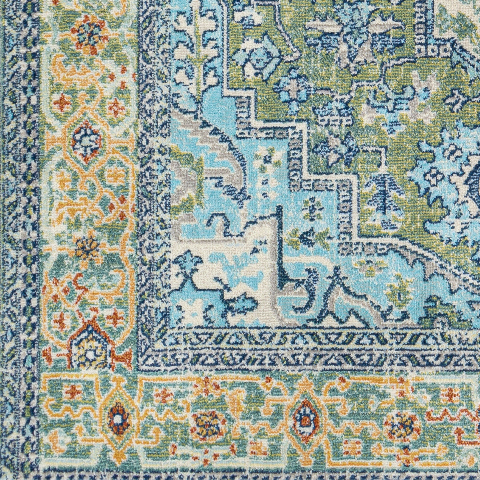 Surya Bodrum Bdm-2335 Dark Green, Wheat, Sky Blue, Navy Area Rug