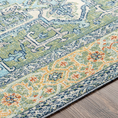 Surya Bodrum Bdm-2335 Dark Green, Wheat, Sky Blue, Navy Area Rug