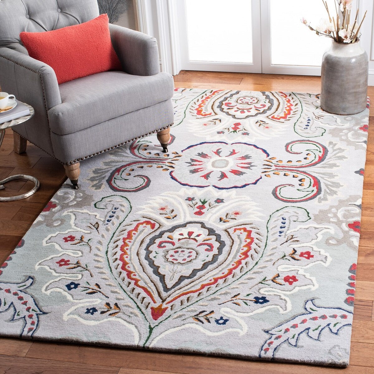 Safavieh Bella Bel118F Grey/Red Area Rug