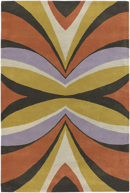 Chandra Bense Garza ben-3004 Orange Geometric Area Rug