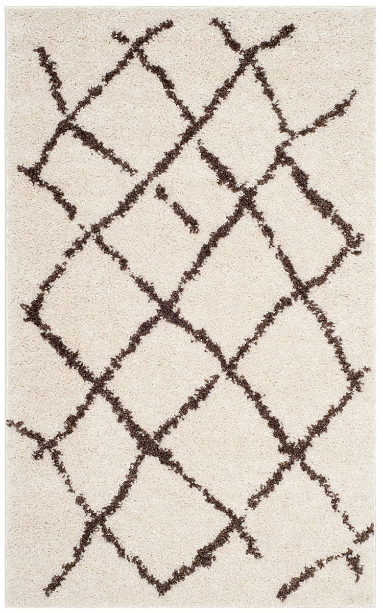 Safavieh Berber Shag Ber162A Creme / Brown Geometric Area Rug